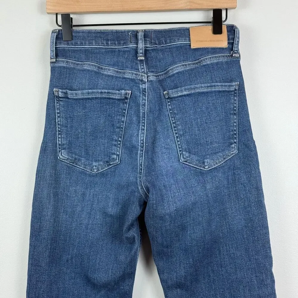Citizens of Humanity Jolene Jeans Women 27 Blue Denim Button Fly Ankle Straight‎